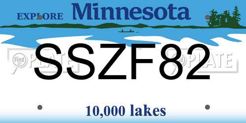 SSZF82 Minnesota License Plate