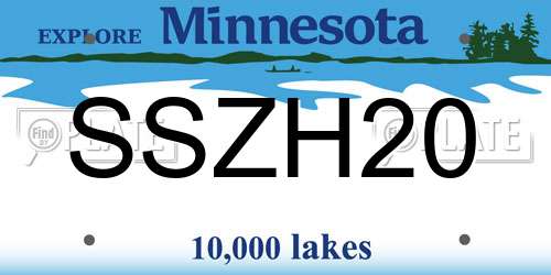 SSZH20 Minnesota License Plate