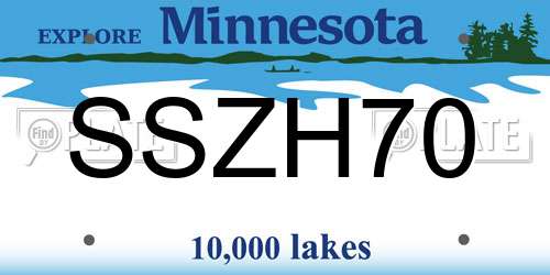 SSZH70 Minnesota License Plate