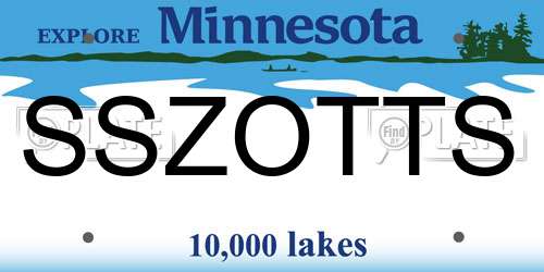 SSZOTTS Minnesota License Plate