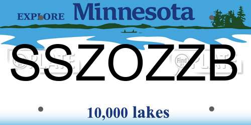 SSZOZZB Minnesota License Plate