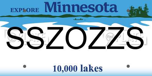 SSZOZZS Minnesota License Plate