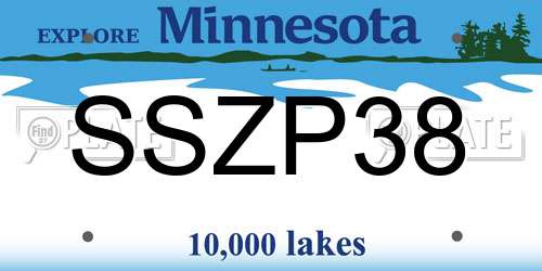 SSZP38 Minnesota License Plate