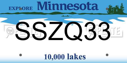 SSZQ33 Minnesota License Plate