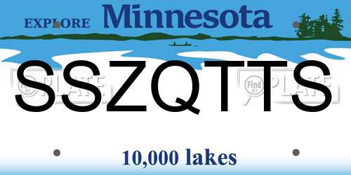 SSZQTTS Minnesota License Plate