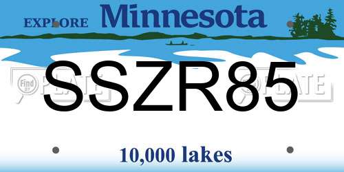 SSZR85 Minnesota License Plate