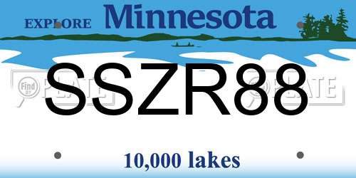 SSZR88 Minnesota License Plate