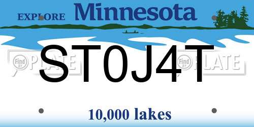 ST0J4T Minnesota License Plate