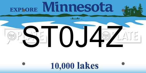 ST0J4Z Minnesota License Plate
