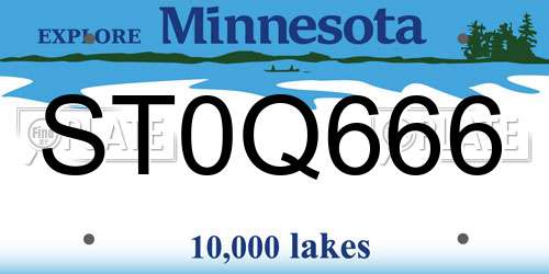 ST0Q666 Minnesota License Plate
