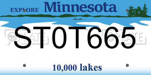 ST0T665 Minnesota License Plate
