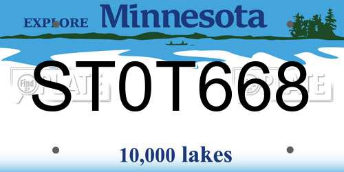 ST0T668 Minnesota License Plate