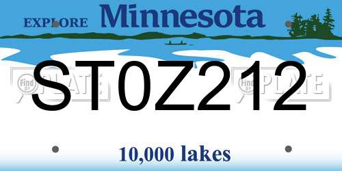 ST0Z212 Minnesota License Plate