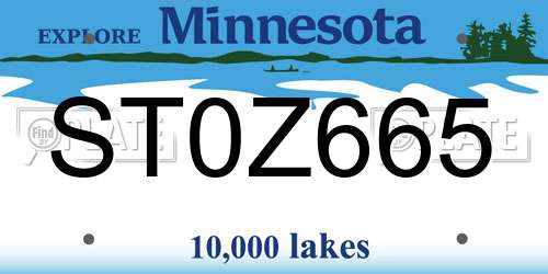 ST0Z665 Minnesota License Plate