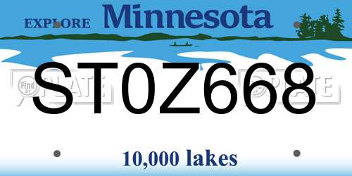 ST0Z668 Minnesota License Plate