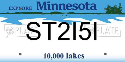 ST2I5I Minnesota License Plate
