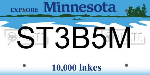 ST3B5M Minnesota License Plate