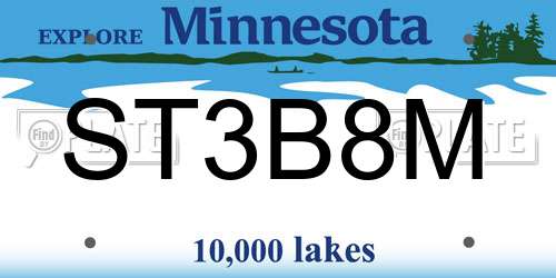 ST3B8M Minnesota License Plate