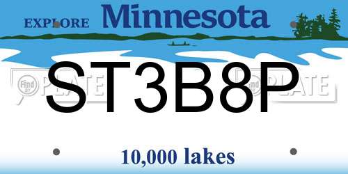 ST3B8P Minnesota License Plate