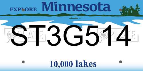 ST3G514 Minnesota License Plate