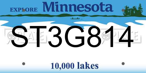 ST3G814 Minnesota License Plate