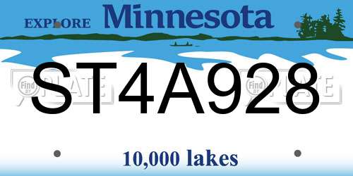 ST4A928 Minnesota License Plate