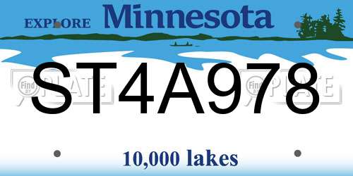 ST4A978 Minnesota License Plate
