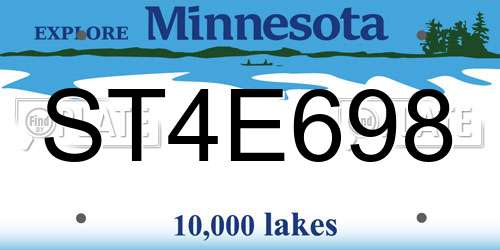 ST4E698 Minnesota License Plate