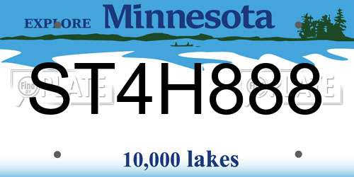 ST4H888 Minnesota License Plate