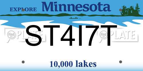 ST4I7T Minnesota License Plate