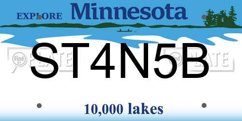 ST4N5B Minnesota License Plate