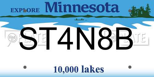 ST4N8B Minnesota License Plate