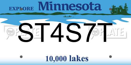 ST4S7T Minnesota License Plate