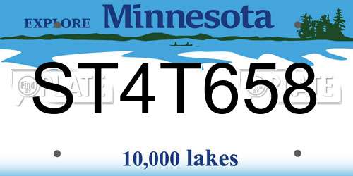 ST4T658 Minnesota License Plate