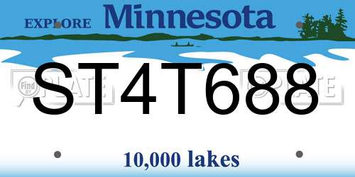 ST4T688 Minnesota License Plate