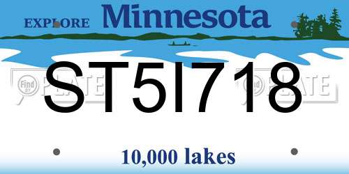 ST5I718 Minnesota License Plate
