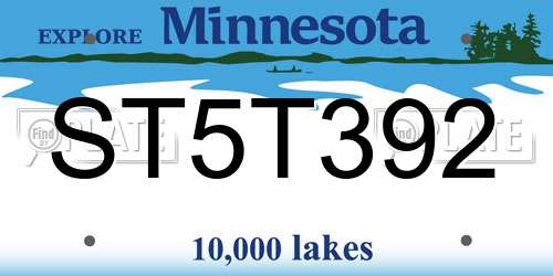 ST5T392 Minnesota License Plate