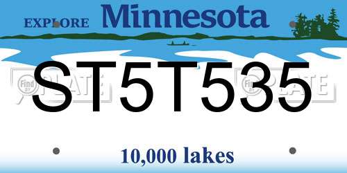 ST5T535 Minnesota License Plate