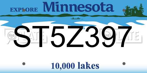 ST5Z397 Minnesota License Plate