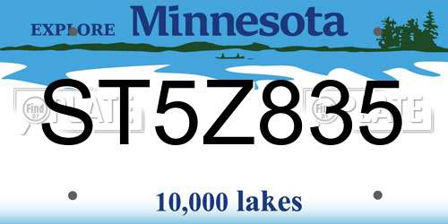 ST5Z835 Minnesota License Plate