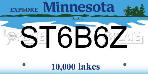 ST6B6Z Minnesota License Plate