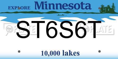 ST6S6T Minnesota License Plate