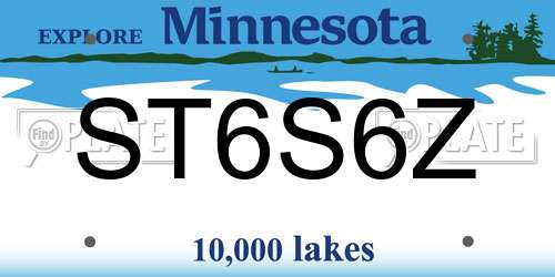 ST6S6Z Minnesota License Plate