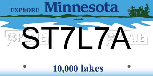 ST7L7A Minnesota License Plate
