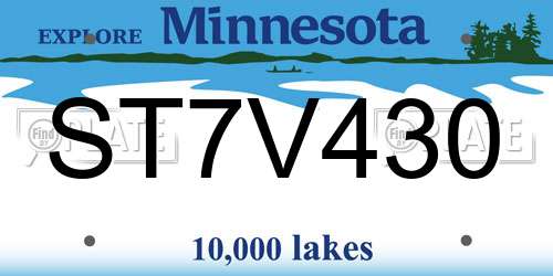 ST7V430 Minnesota License Plate