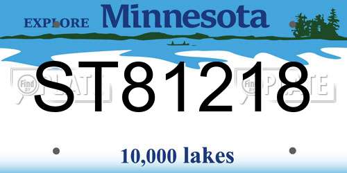ST81218 Minnesota License Plate