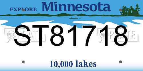 ST81718 Minnesota License Plate