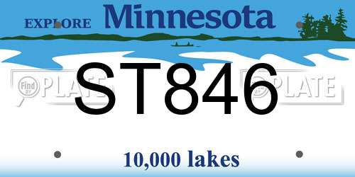 ST846 Minnesota License Plate