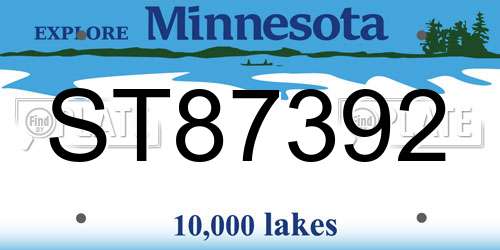 ST87392 Minnesota License Plate