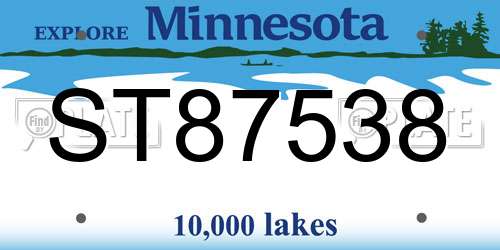 ST87538 Minnesota License Plate
